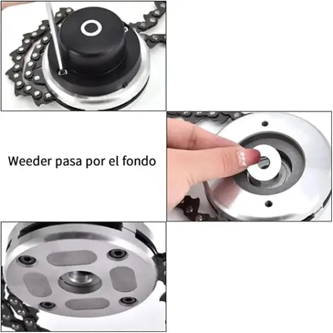 Chain saw lawn mower grass cutting head accessories black threaded chain grass cutting head