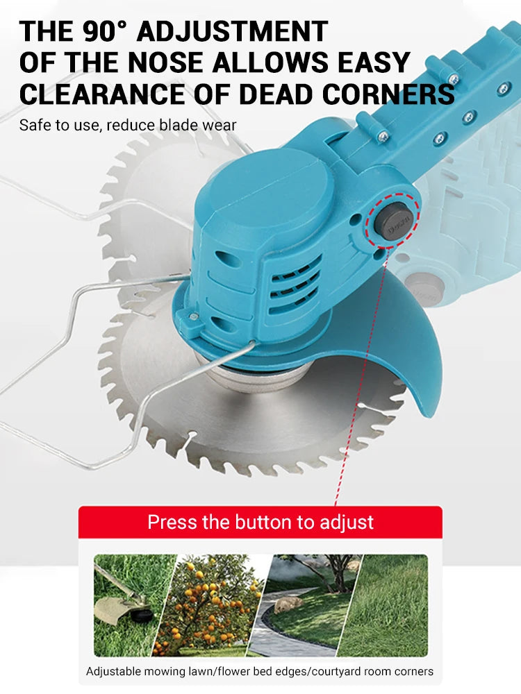 Electric Lawn Mower Length Adjustable Handheld Cutter Cordless Garden Grass Cutting Trimmer For Makita 21V Battery