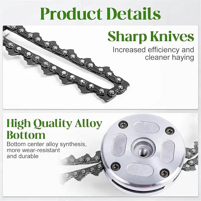 Chain saw lawn mower grass cutting head accessories black threaded chain grass cutting head