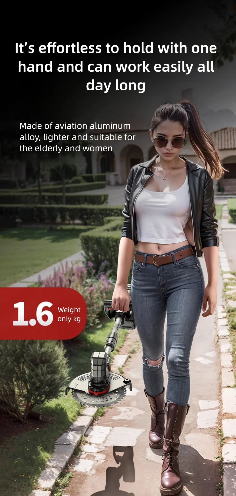 Adjustable Lithium Battery Electric Lawn Mower Household Multifunctional Farm Gardening Tool Grass Cutting Machine
