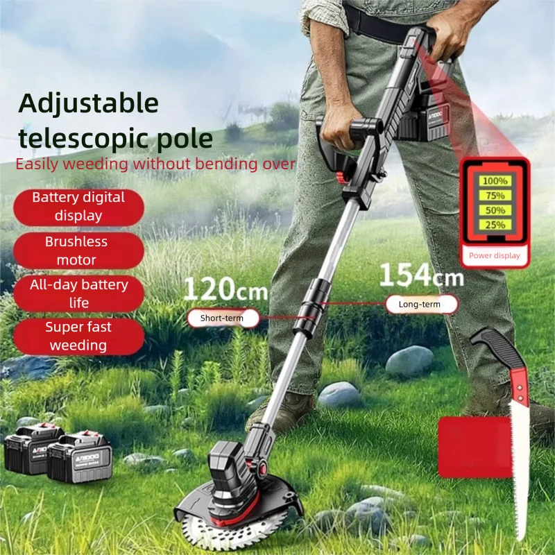 Adjustable Lithium Battery Electric Lawn Mower Household Multifunctional Farm Gardening Tool Grass Cutting Machine