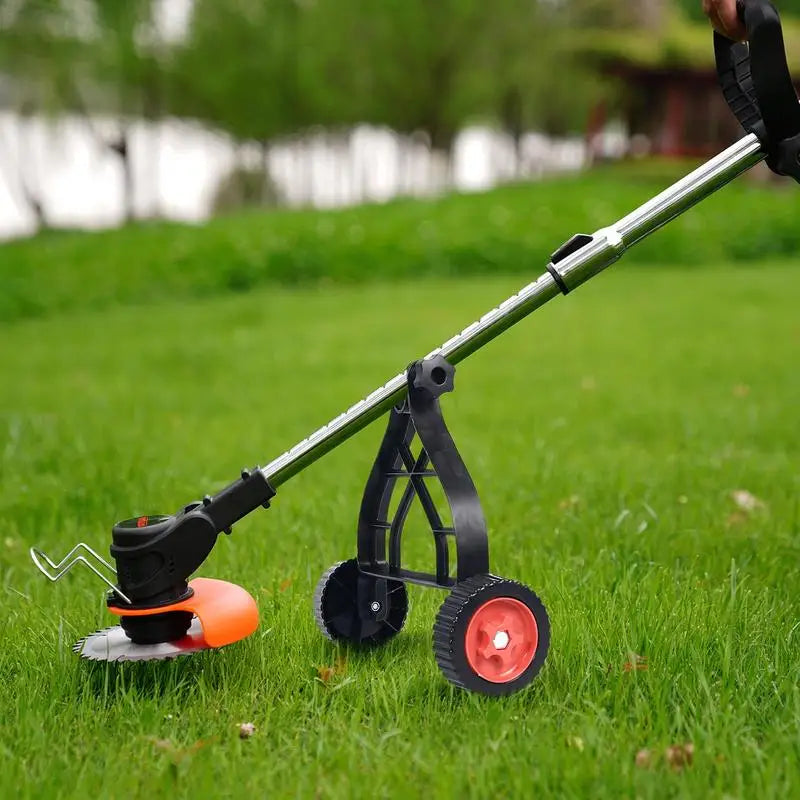 String Trimmer Support Wheels Auxiliary Wheels Lawnmower Wheel Brush Cutter Wheel Mower Attachment Adjustable Grass Cutting