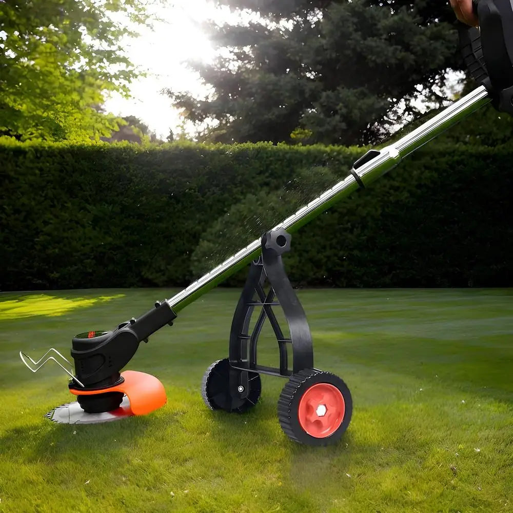 String Trimmer Support Wheels Auxiliary Wheels Lawnmower Wheel Brush Cutter Wheel Mower Attachment Adjustable Grass Cutting