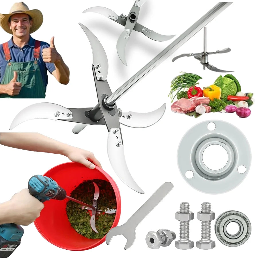 Multifunctional Grass Cutting Blade Set Edges Vegetable Chopping Tool Stainless Steel Rust-Resistant Blades Farm/Home Gardening