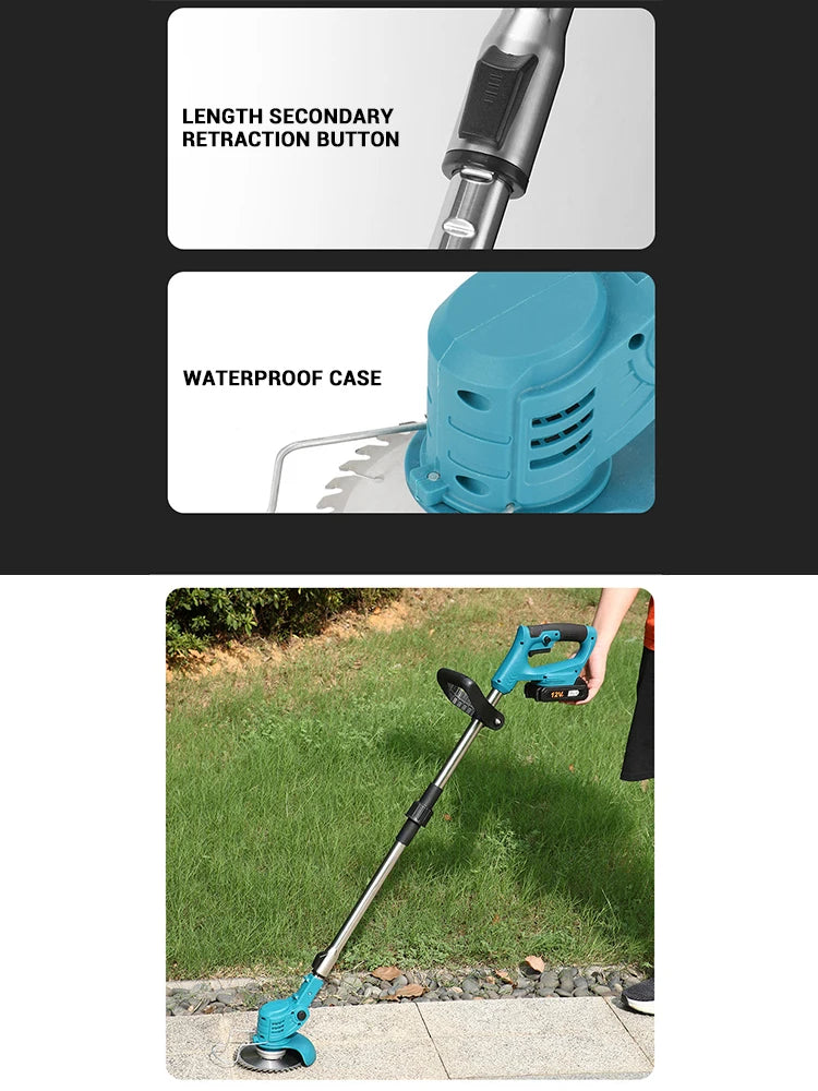 Electric Lawn Mower Length Adjustable Handheld Cutter Cordless Garden Grass Cutting Trimmer For Makita 21V Battery