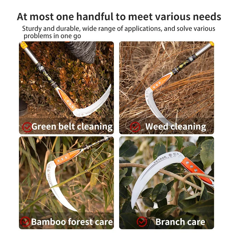 Manual Grass Sickle – Crack Weeding Tool for Roads, Long-Handle Agricultural Sickle for Grass Cutting and Gardening