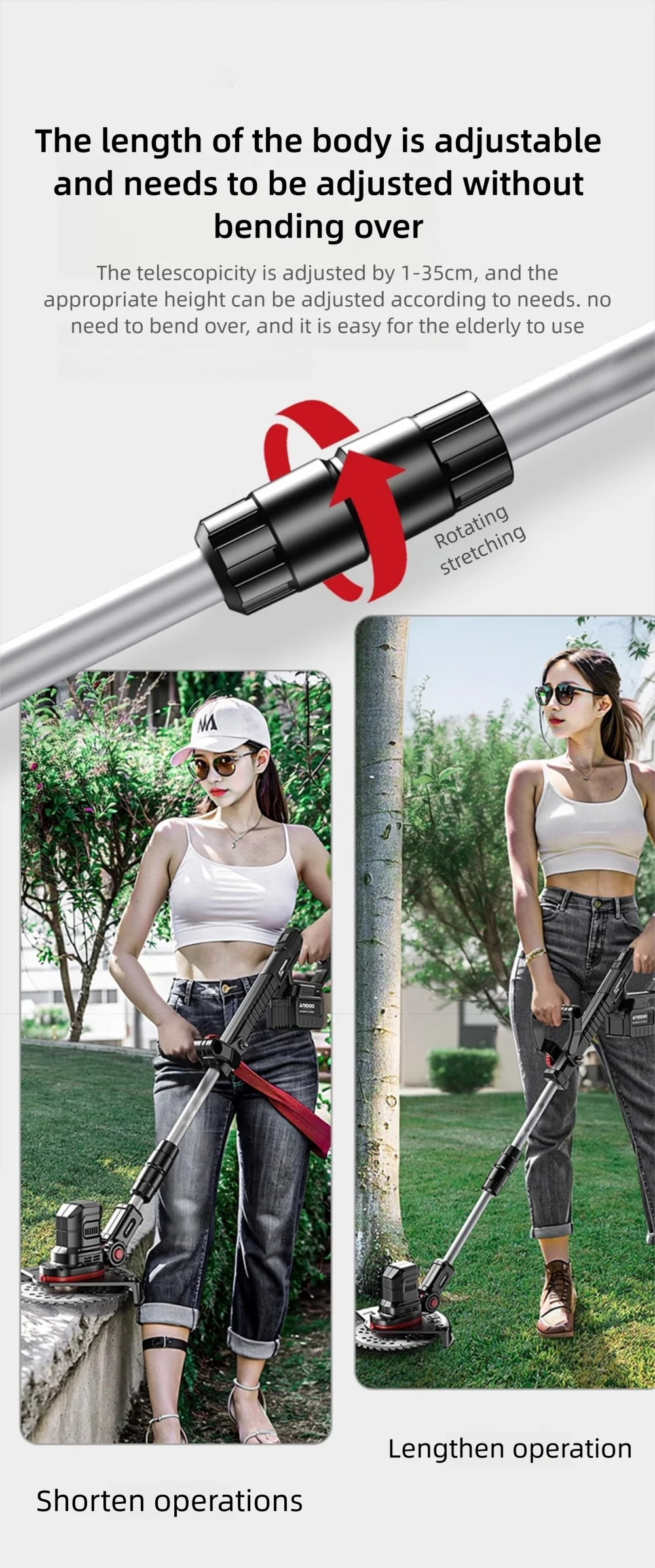Adjustable Lithium Battery Electric Lawn Mower Household Multifunctional Farm Gardening Tool Grass Cutting Machine