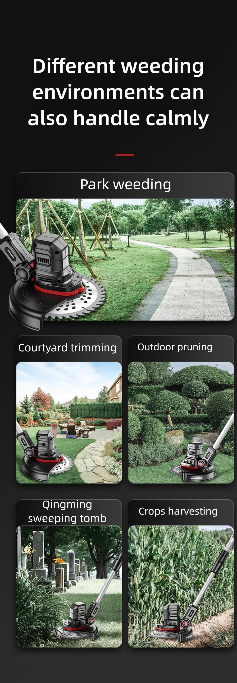 Adjustable Lithium Battery Electric Lawn Mower Household Multifunctional Farm Gardening Tool Grass Cutting Machine